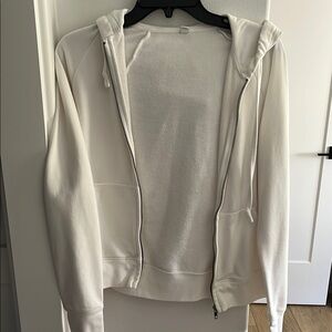Uniqlo White Zip-up Jacket with Hood